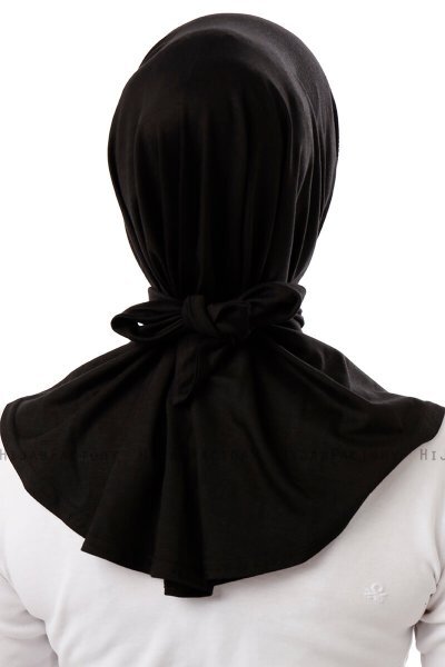 Sportif Plain - Black & Gold Practical Viskos Hijab