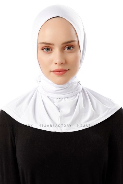 Sportif Plain - White Practical Viskos Hijab