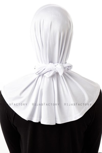 Sportif Plain - White Practical Viskos Hijab
