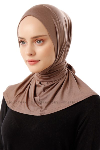 Sportif Plain - Dark Taupe Practical Viskos Hijab