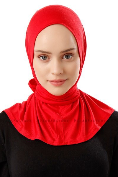 Sportif Plain - Red Practical Viskos Hijab