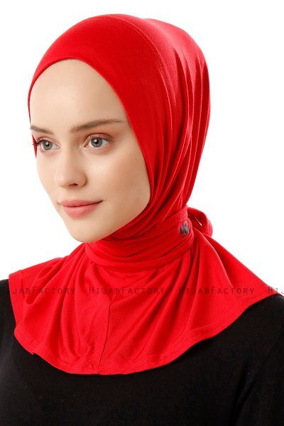 Sportif Plain - Red Practical Viskos Hijab