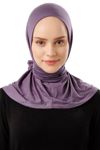 Sportif Plain - Dark Purple Practical Viskos Hijab