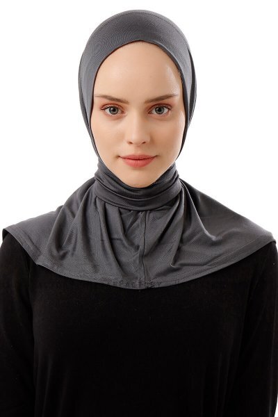 Sportif Plain - Dark Grey Practical Viskos Hijab