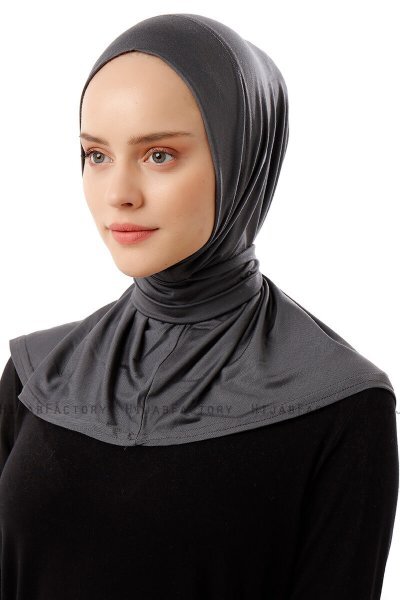 Sportif Plain - Dark Grey Practical Viskos Hijab