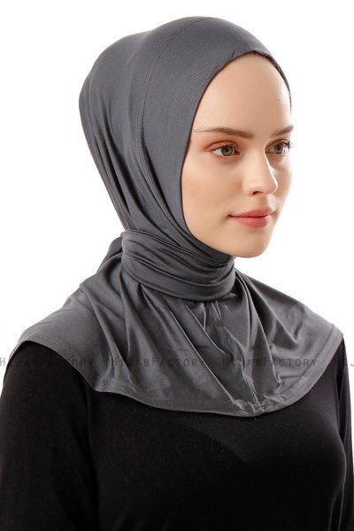 Sportif Plain - Dark Grey Practical Viskos Hijab
