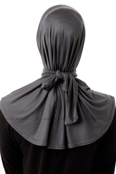 Sportif Plain - Dark Grey Practical Viskos Hijab