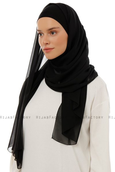 Alara Plain - Black One Piece Chiffon Hijab