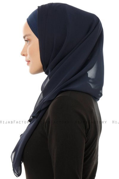 Alara Plain - Navy Blue One Piece Chiffon Hijab