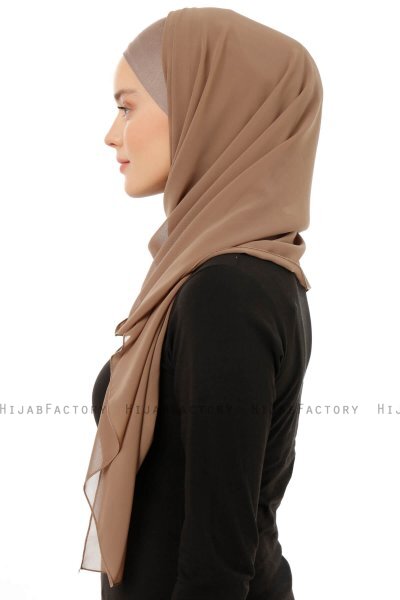 Alara Plain - Dark Taupe One Piece Chiffon Hijab