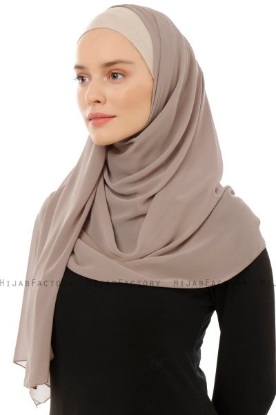 Alara Plain - Light Taupe One Piece Chiffon Hijab