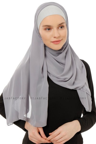 Alara Plain - Dark Grey One Piece Chiffon Hijab