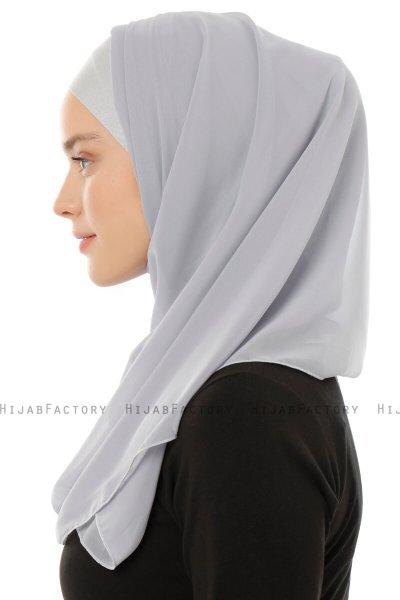 Alara Plain - Light Grey One Piece Chiffon Hijab