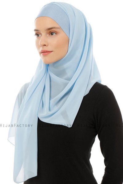 Alara Plain - Light Blue One Piece Chiffon Hijab