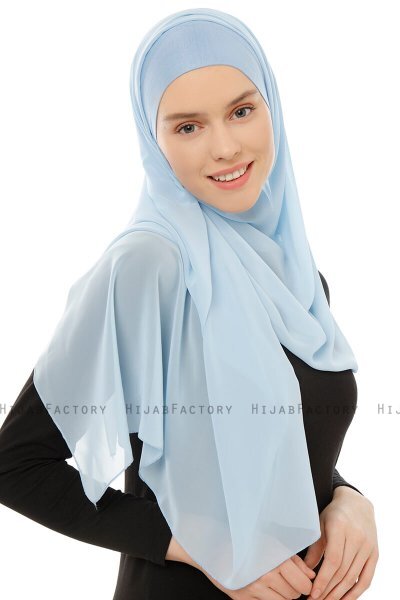 Alara Plain - Light Blue One Piece Chiffon Hijab