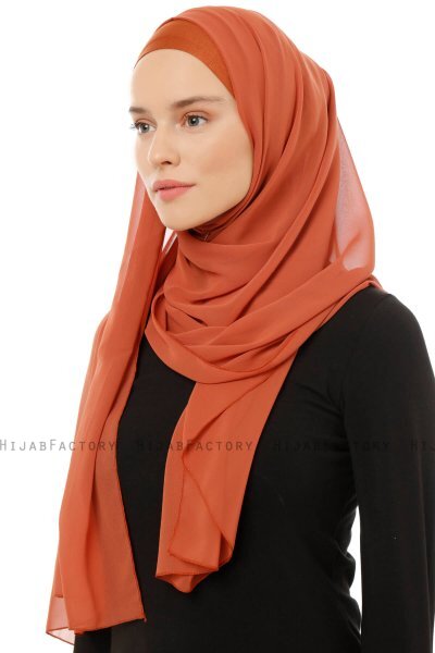 Alara Plain - Brick Red One Piece Chiffon Hijab