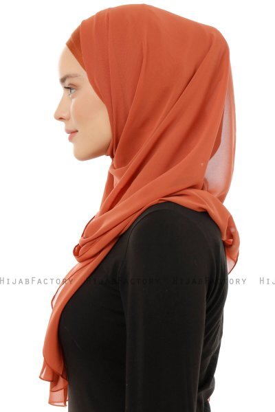 Alara Plain - Brick Red One Piece Chiffon Hijab