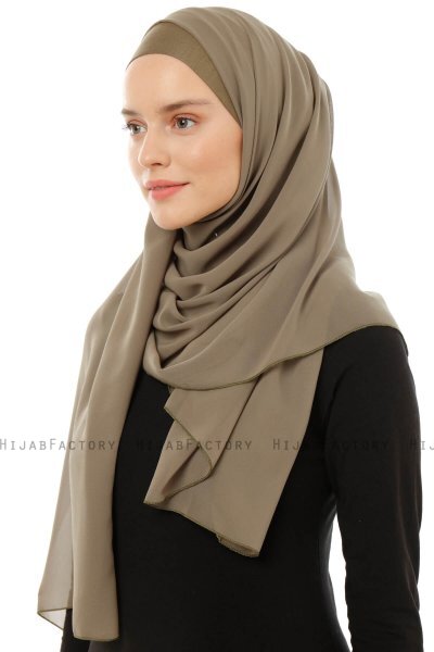 Alara Plain - Olive One Piece Chiffon Hijab