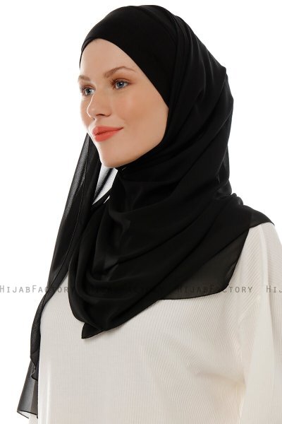 Alara Cross - Black One Piece Chiffon Hijab