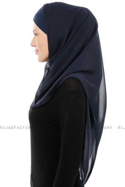 Alara Cross - Navy Blue One Piece Chiffon Hijab