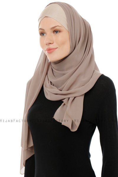 Alara Cross - Light Taupe One Piece Chiffon Hijab