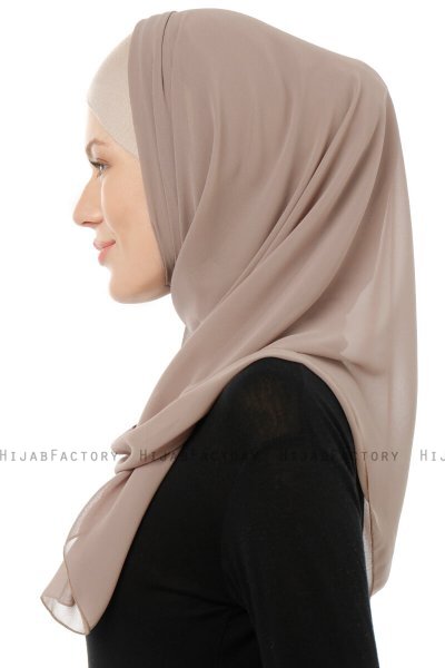 Alara Cross - Light Taupe One Piece Chiffon Hijab