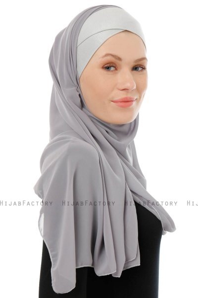 Alara Cross - Dark Grey One Piece Chiffon Hijab