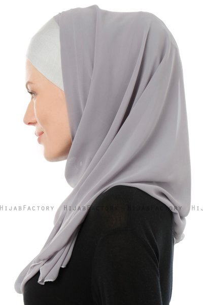 Alara Cross - Dark Grey One Piece Chiffon Hijab