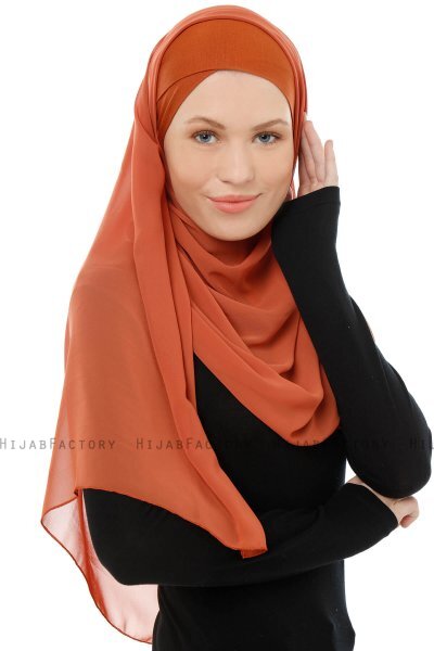 Alara Cross - Brick Red One Piece Chiffon Hijab