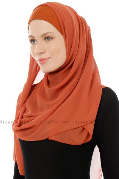 Alara Cross - Brick Red One Piece Chiffon Hijab