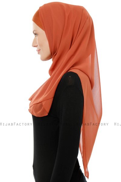 Alara Cross - Brick Red One Piece Chiffon Hijab