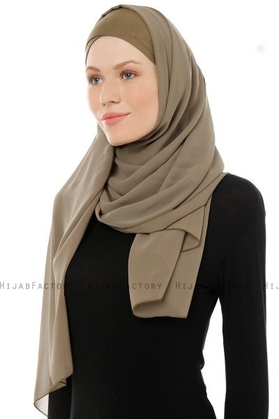 Alara Cross - Olive One Piece Chiffon Hijab