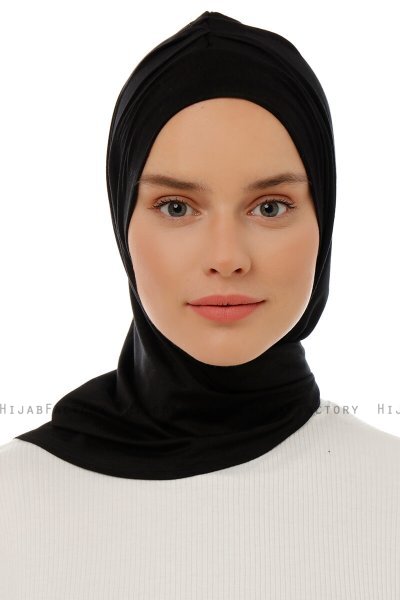 Isra Plain - Black One-Piece Viskos Hijab