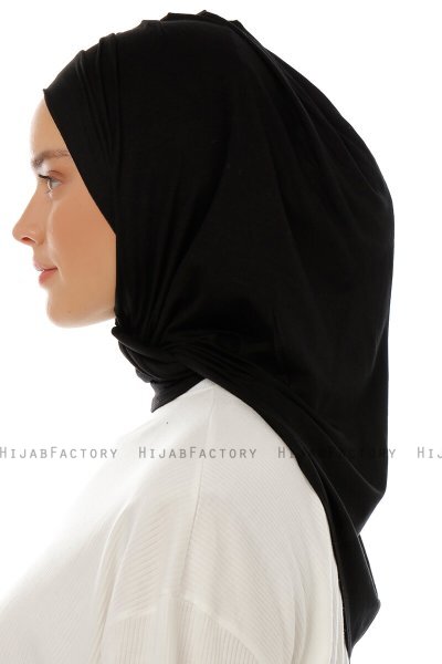 Isra Plain - Black One-Piece Viskos Hijab