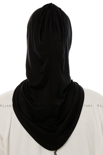 Isra Plain - Black One-Piece Viskos Hijab