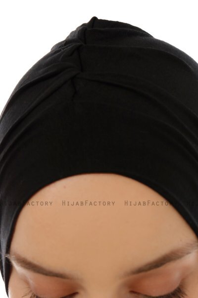 Isra Plain - Black One-Piece Viskos Hijab