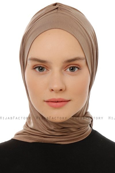 Isra Plain - Dark Taupe One-Piece Viskos Hijab