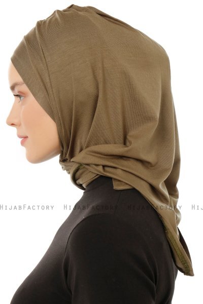 Isra Plain - Khaki One-Piece Viskos Hijab
