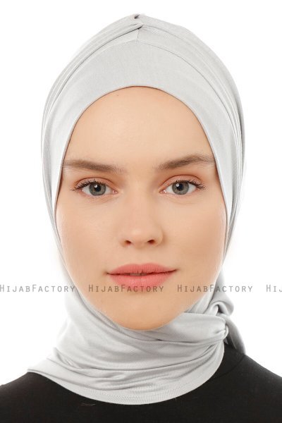 Isra Plain - Light Grey One-Piece Viskos Hijab