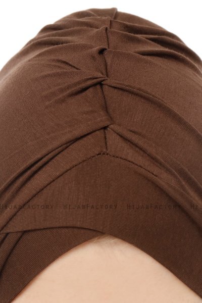 Isra Cross - Brown One-Piece Viskos Hijab