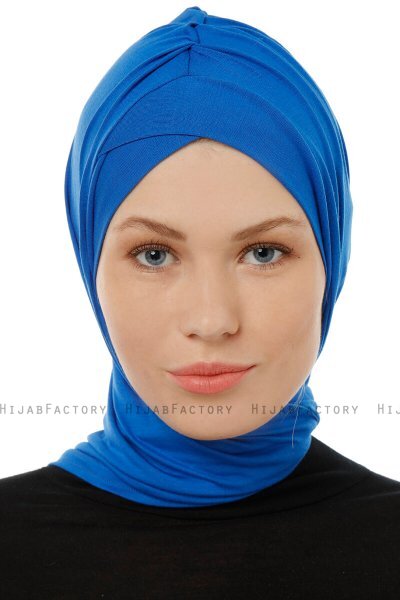 Isra Cross - Blue One-Piece Viskos Hijab
