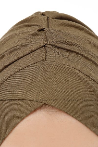 Isra Cross - Khaki One-Piece Viskos Hijab