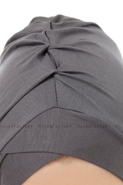Isra Cross - Dark Grey One-Piece Viskos Hijab