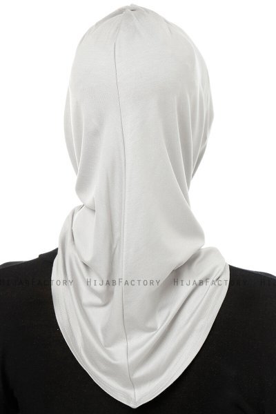 Isra Cross - Light Grey One-Piece Viskos Hijab