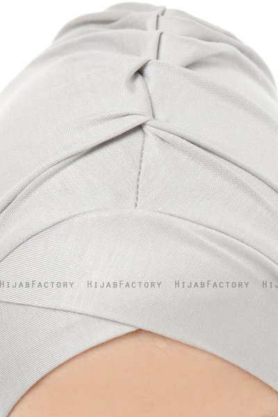 Isra Cross - Light Grey One-Piece Viskos Hijab