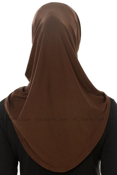Hanfendy Plain Logo - Brown One-Piece Hijab