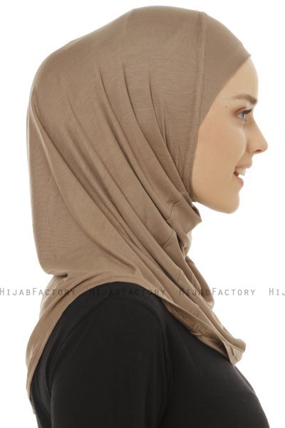 Hanfendy Plain Logo - Dark Taupe One-Piece Hijab