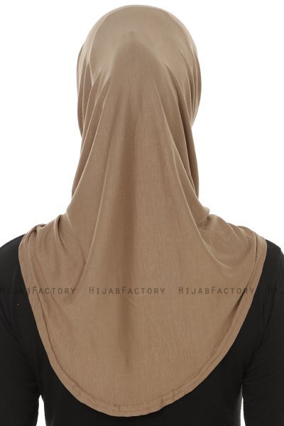 Hanfendy Plain Logo - Dark Taupe One-Piece Hijab