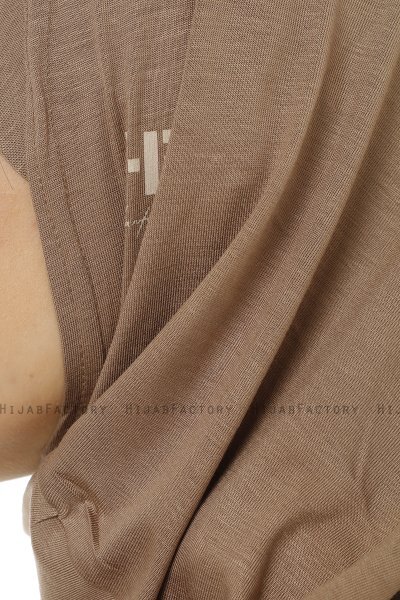 Hanfendy Plain Logo - Dark Taupe One-Piece Hijab