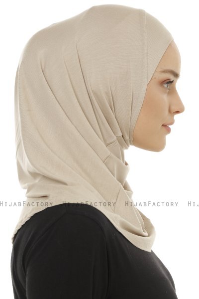 Hanfendy Plain Logo - Light Taupe One-Piece Hijab